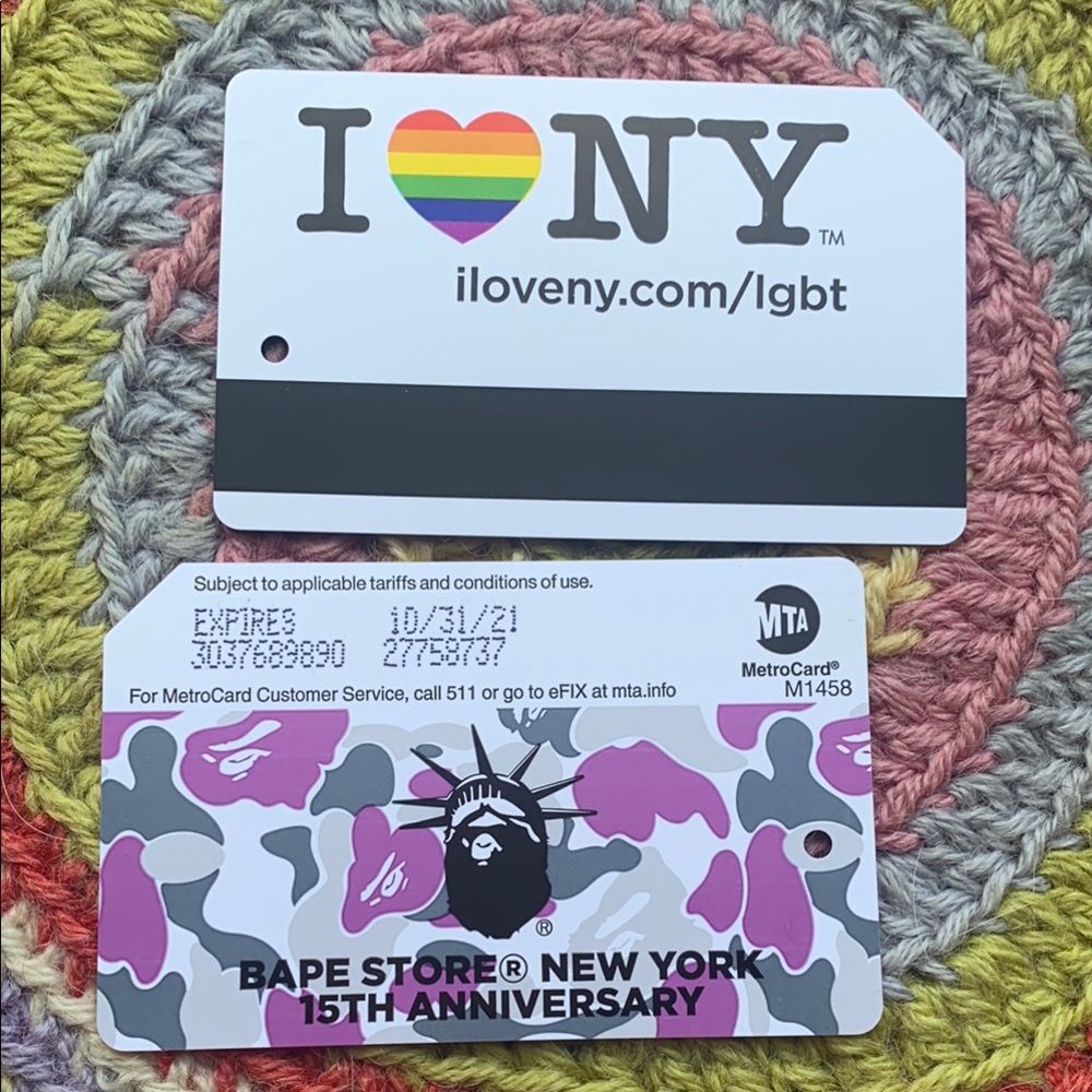 BAPE Store 15th Anniversary MetroCard BAPE NYC MTA 15TH I love NYC MetroCards